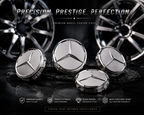 4x 75mm Matte Silver Wheel Centre Caps Compatible with Mercedes-Benz A B C E Class