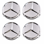 4x 75mm Matte Silver Wheel Centre Caps Compatible with Mercedes-Benz A B C E Class