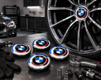 4x Blue Alloy Wheel Centre Caps 68mm Hub Caps Compatible with BMW E60 E90 E92 E82 E87 F10 F20 F30