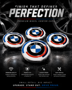 4x Blue Alloy Wheel Centre Caps 68mm Hub Caps Compatible with BMW E60 E90 E92 E82 E87 F10 F20 F30