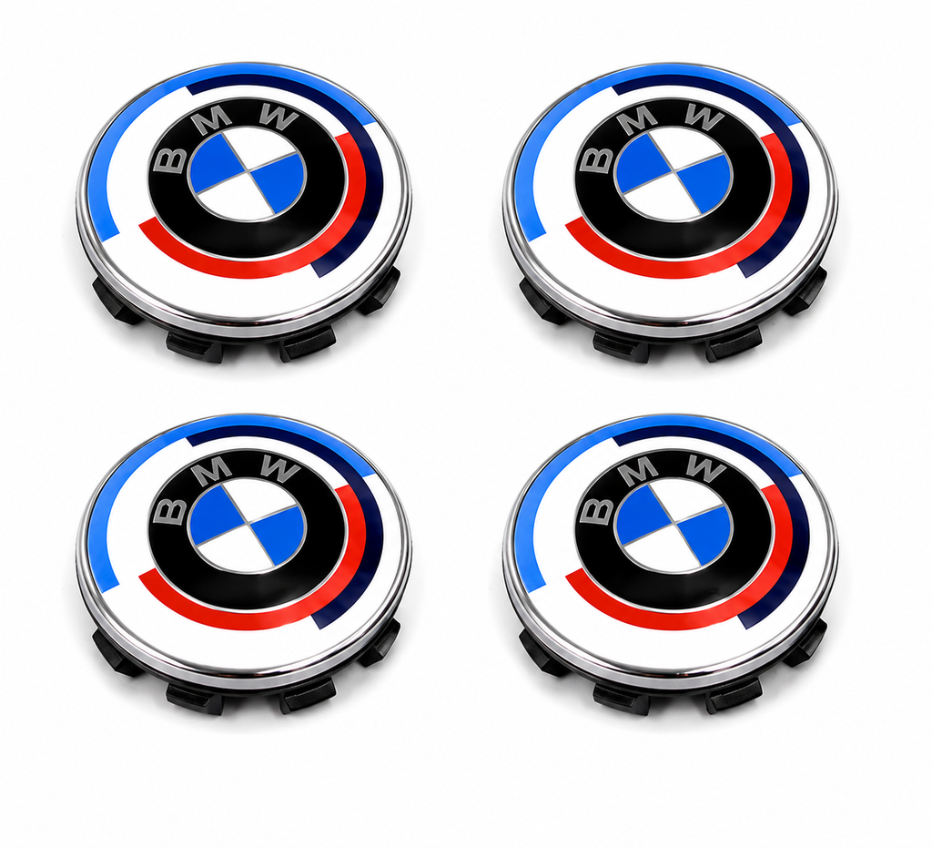 4x Blue Alloy Wheel Centre Caps 68mm Hub Caps Compatible with BMW E60 E90 E92 E82 E87 F10 F20 F30