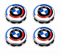 4x Blue Alloy Wheel Centre Caps 68mm Hub Caps Compatible with BMW E60 E90 E92 E82 E87 F10 F20 F30