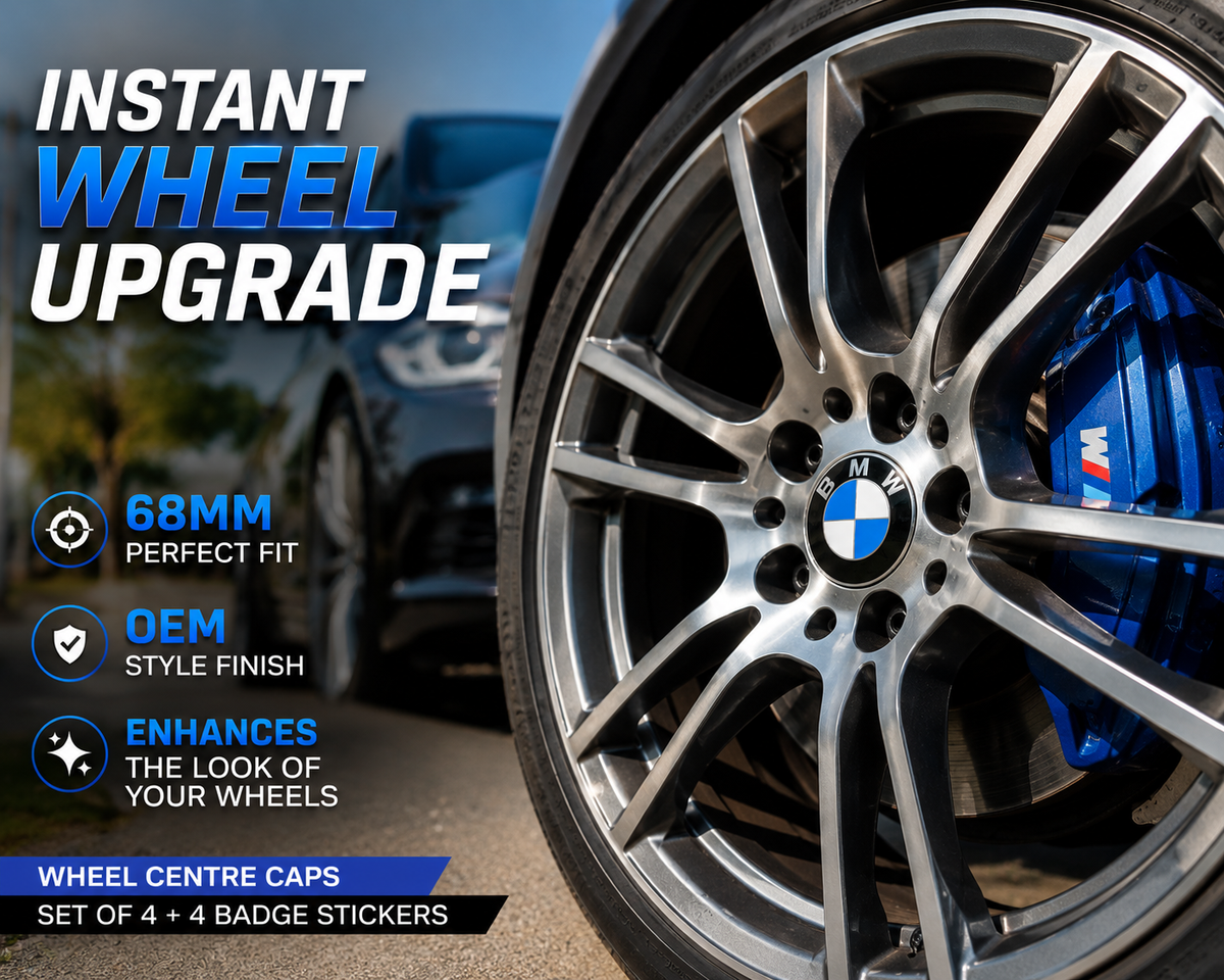 Wheel Centre Caps Set of 4 + 4 Badge Stickers 68mm for BMW – Fits 1 2 3 5 7 Series X3 X5 X6 M3 E46 E90 E60 Alloy Hub Caps Replacement