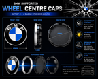 Wheel Centre Caps Set of 4 + 4 Badge Stickers 68mm for BMW – Fits 1 2 3 5 7 Series X3 X5 X6 M3 E46 E90 E60 Alloy Hub Caps Replacement