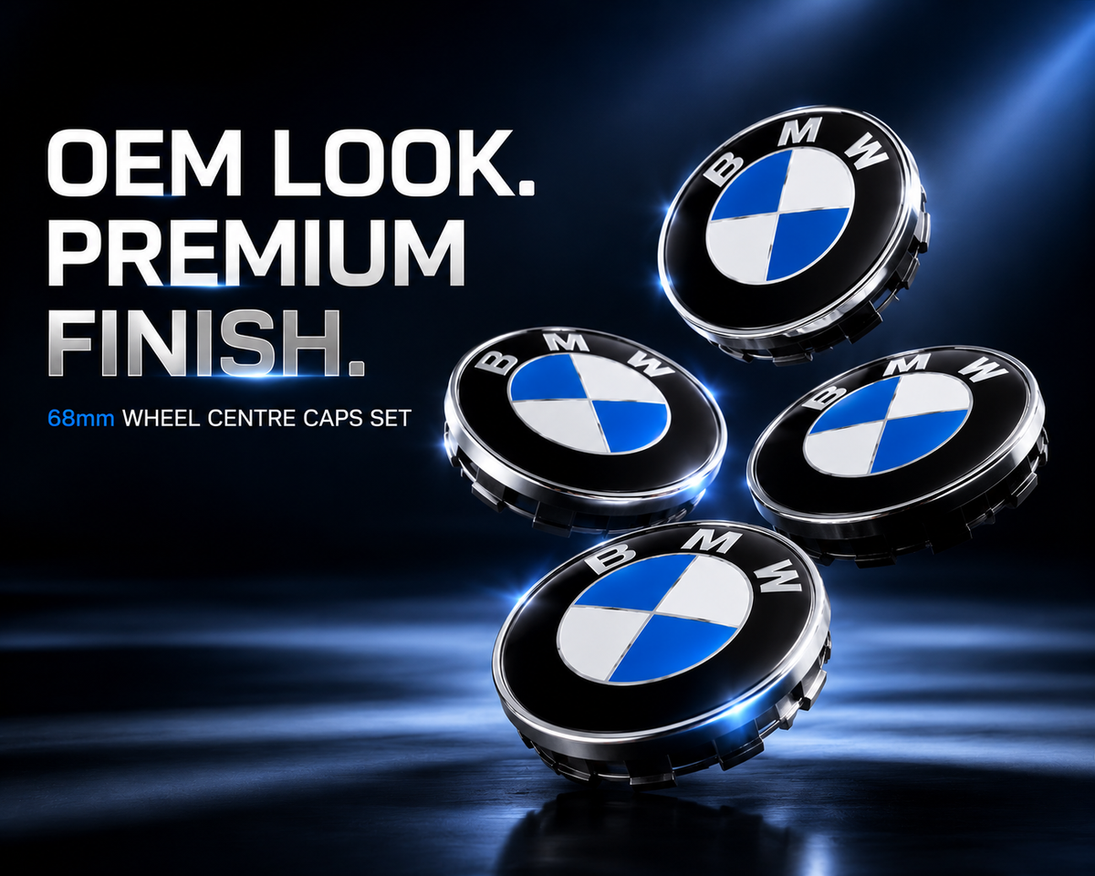 Wheel Centre Caps Set of 4 + 4 Badge Stickers 68mm for BMW – Fits 1 2 3 5 7 Series X3 X5 X6 M3 E46 E90 E60 Alloy Hub Caps Replacement