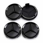 4x 75mm Gloss Black Wheel Centre Caps Compatible with Mercedes-Benz A B C E S M Class & AMG Models
