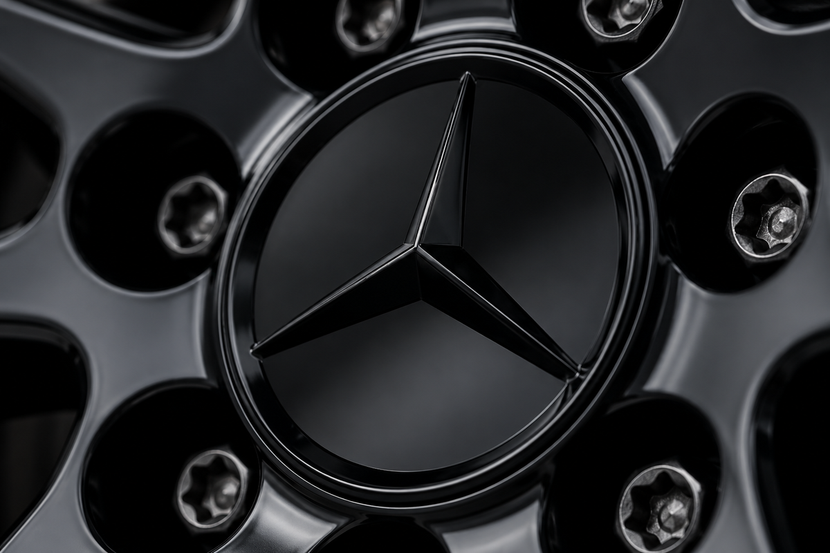 4x 75mm Gloss Black Wheel Centre Caps Compatible with Mercedes-Benz A B C E S M Class & AMG Models