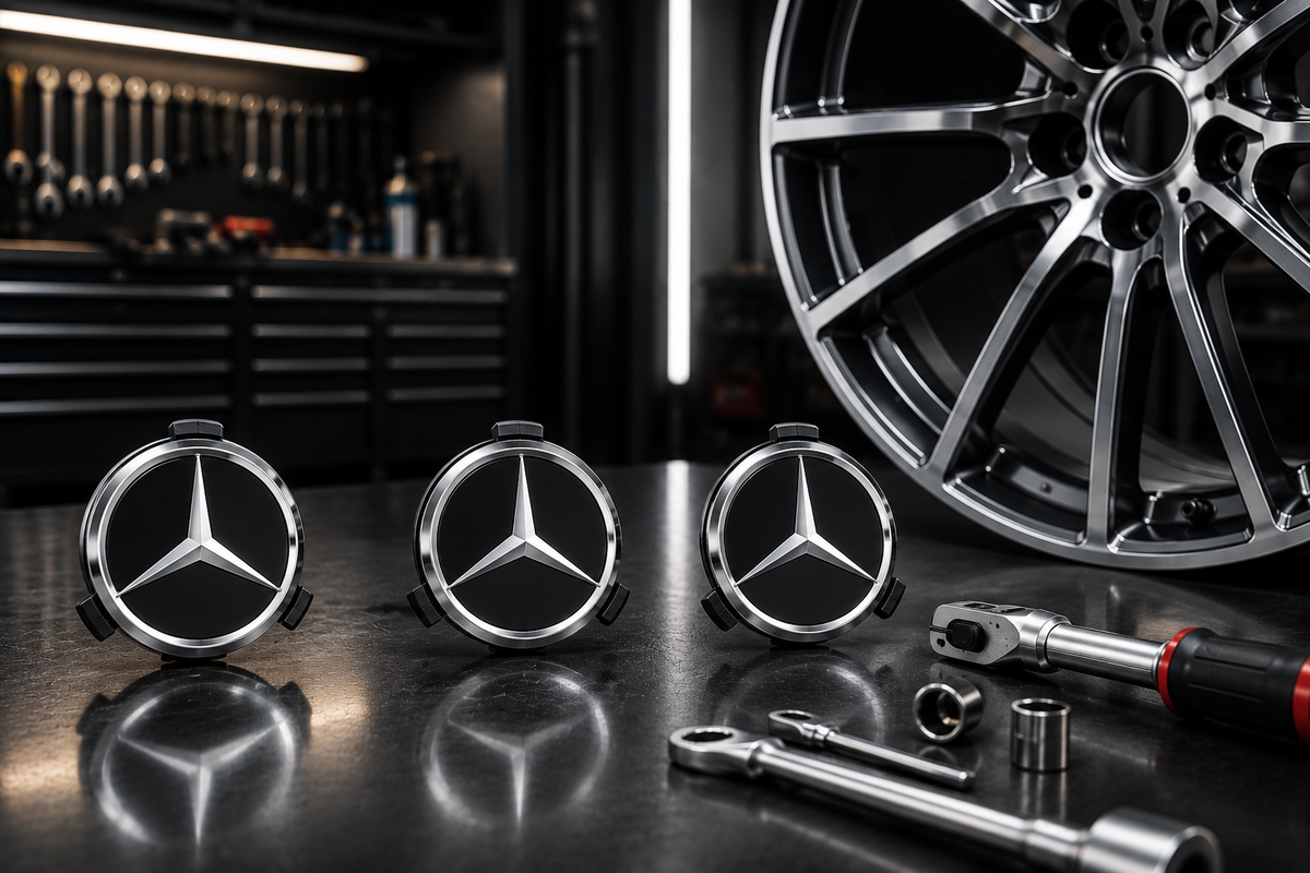 Mercedes-Style Wheel Centre Caps 75mm Set of 4 – Black Alloy Hub Caps Covers Replacement Fits A B C E S Class AMG ML