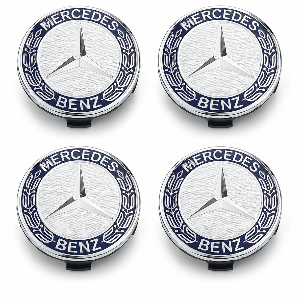 4x 75mm Blue Wheel Centre Caps Compatible with Mercedes-Benz Alloy Wheels
