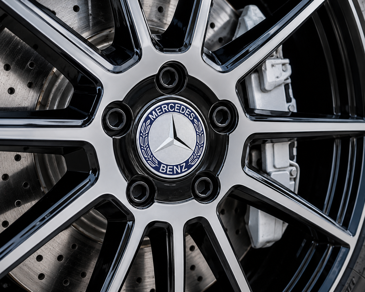 4x 75mm Blue Wheel Centre Caps Compatible with Mercedes-Benz Alloy Wheels
