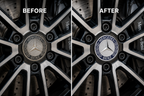 4x 75mm Blue Wheel Centre Caps Compatible with Mercedes-Benz Alloy Wheels