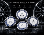 4x 75mm Blue Wheel Centre Caps Compatible with Mercedes-Benz Alloy Wheels