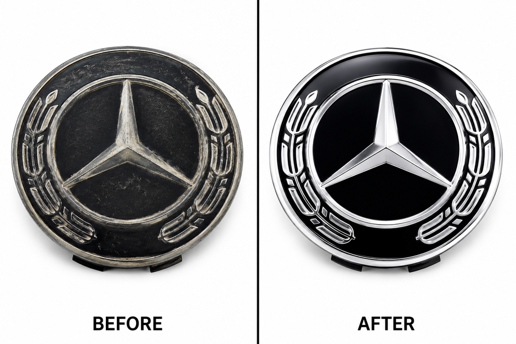 4x 75mm Black Wheel Centre Hub Caps Compatible with Mercedes-Benz – Alloy Wheel Centre Covers for A B C E S M Class & AMG