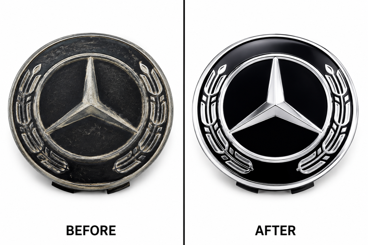 4x 75mm Black Wheel Centre Hub Caps Compatible with Mercedes-Benz – Alloy Wheel Centre Covers for A B C E S M Class & AMG