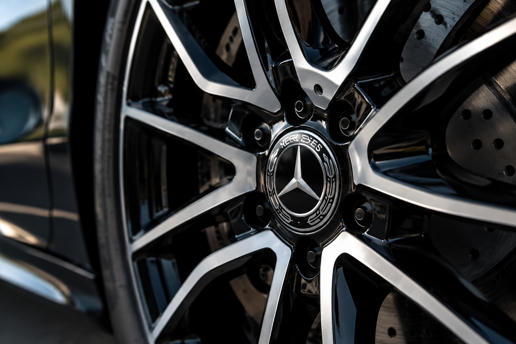 4x 75mm Black Wheel Centre Hub Caps Compatible with Mercedes-Benz – Alloy Wheel Centre Covers for A B C E S M Class & AMG