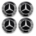 4x 75mm Black Wheel Centre Hub Caps Compatible with Mercedes-Benz – Alloy Wheel Centre Covers for A B C E S M Class & AMG