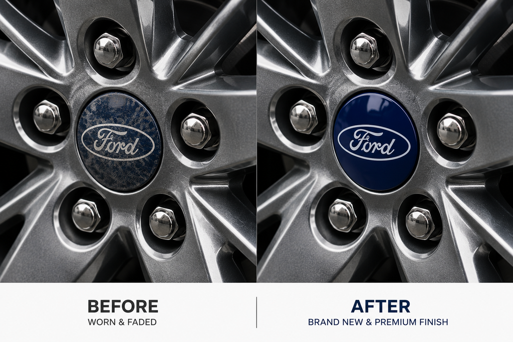 Ford-Style Wheel Centre Caps 54mm Set of 4 – Blue Alloy Hub Caps Covers Replacement Fits Fiesta Focus Mondeo Kuga Fusion MK2 MK3 MK4