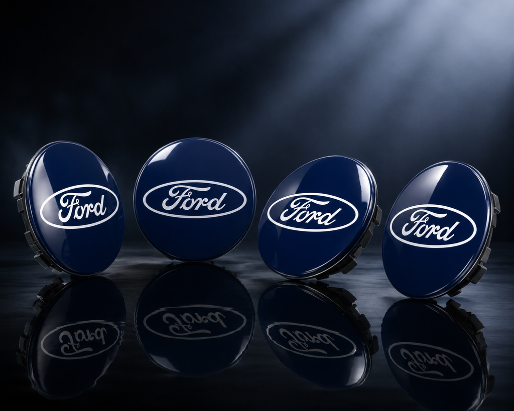 Ford-Style Wheel Centre Caps 54mm Set of 4 – Blue Alloy Hub Caps Covers Replacement Fits Fiesta Focus Mondeo Kuga Fusion MK2 MK3 MK4