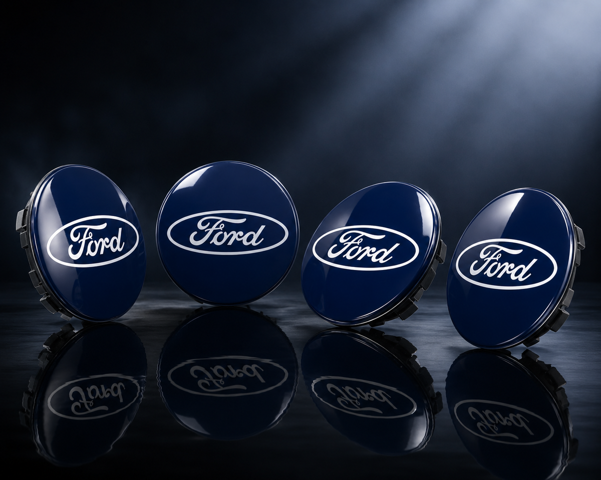 Ford-Style Wheel Centre Caps 54mm Set of 4 – Blue Alloy Hub Caps Covers Replacement Fits Fiesta Focus Mondeo Kuga Fusion MK2 MK3 MK4