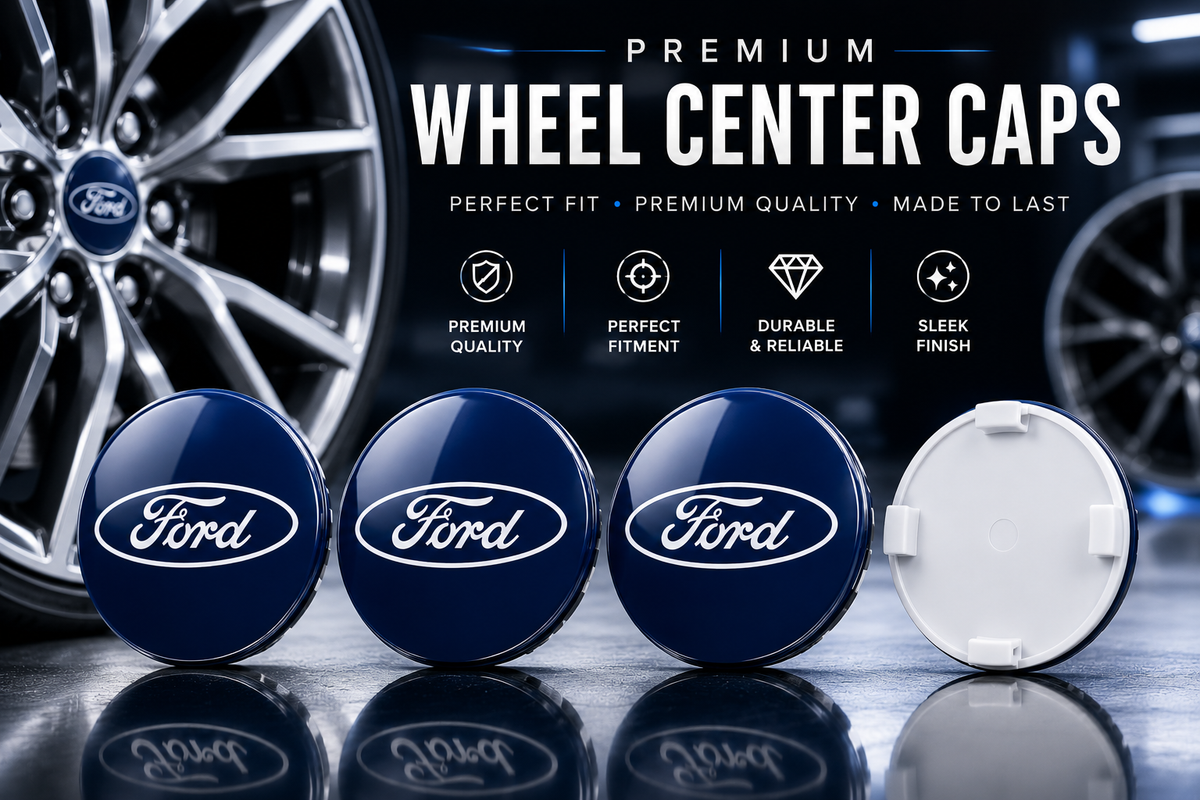 Ford-Style Wheel Centre Caps 54mm Set of 4 – Blue Alloy Hub Caps Covers Replacement Fits Fiesta Focus Mondeo Kuga Fusion MK2 MK3 MK4