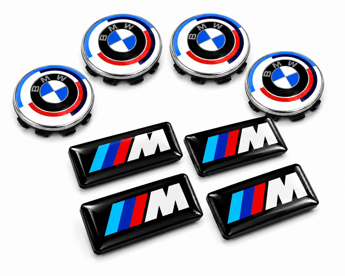 4x Blue Alloy Wheel Centre Caps 68mm Hub Caps Compatible with BMW E60 E90 E92 E82 E87 F10 F20 F30