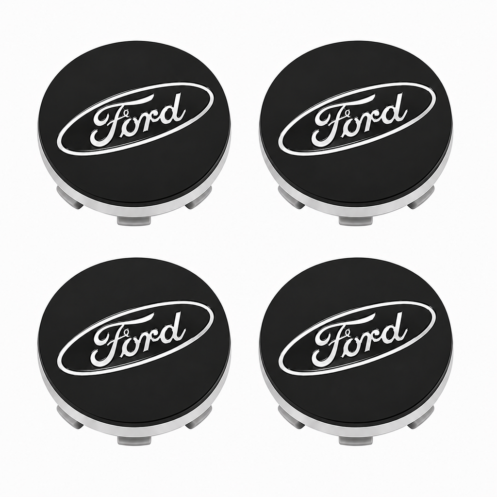 Ford-Style Wheel Centre Caps 54mm Set of 4 – Black Alloy Hub Caps Covers Replacement Fits Fiesta Focus KA