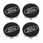Ford-Style Wheel Centre Caps 54mm Set of 4 – Black Alloy Hub Caps Covers Replacement Fits Fiesta Focus KA