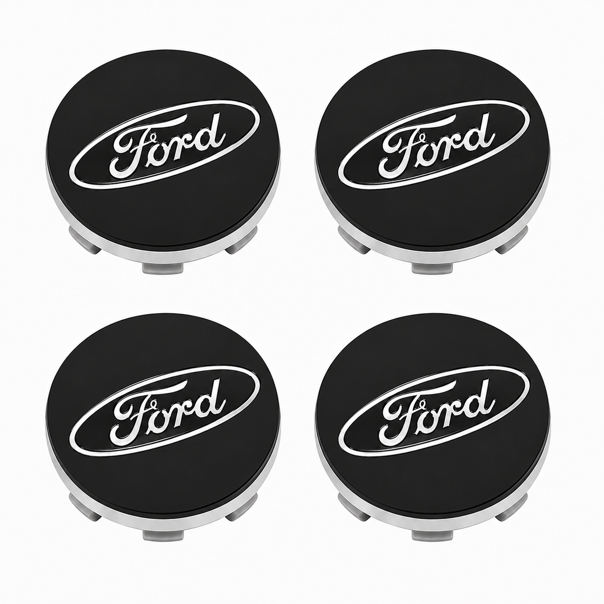 Ford-Style Wheel Centre Caps 54mm Set of 4 – Black Alloy Hub Caps Covers Replacement Fits Fiesta Focus KA