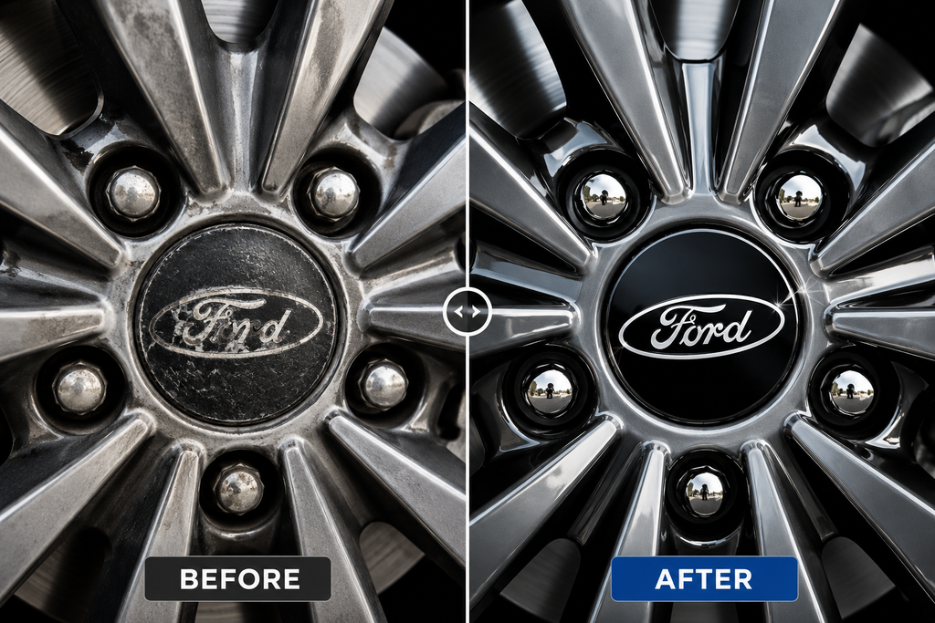 Ford-Style Wheel Centre Caps 54mm Set of 4 – Black Alloy Hub Caps Covers Replacement Fits Fiesta Focus KA