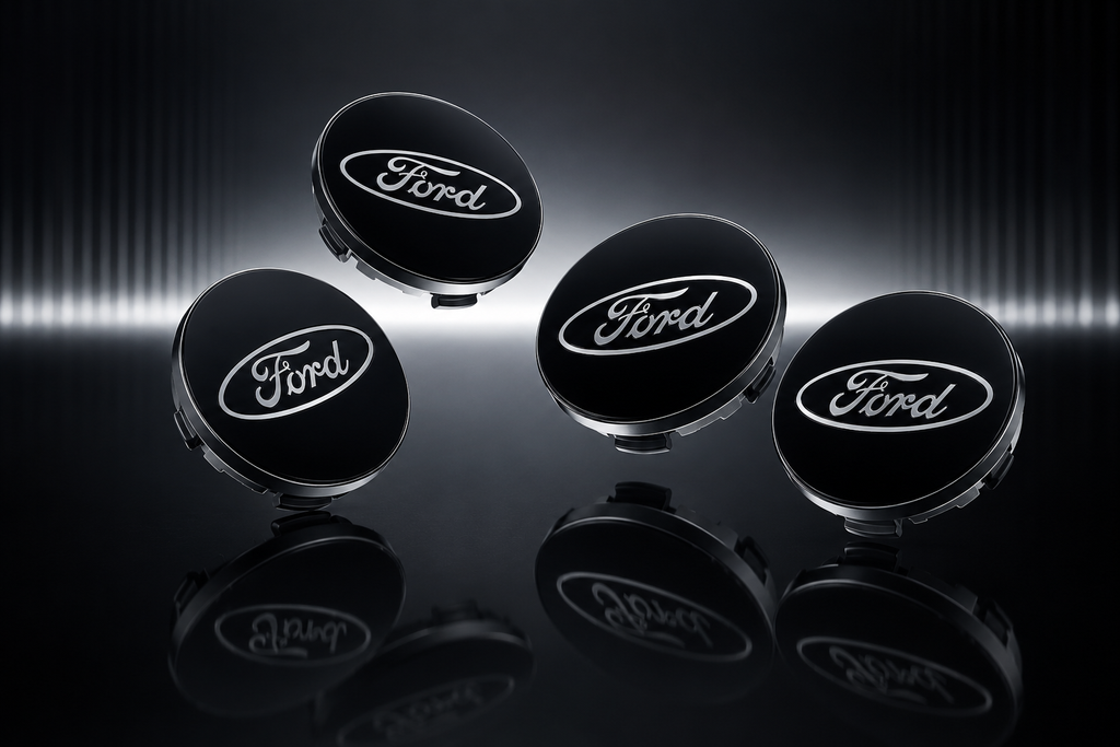 Ford-Style Wheel Centre Caps 54mm Set of 4 – Black Alloy Hub Caps Covers Replacement Fits Fiesta Focus KA
