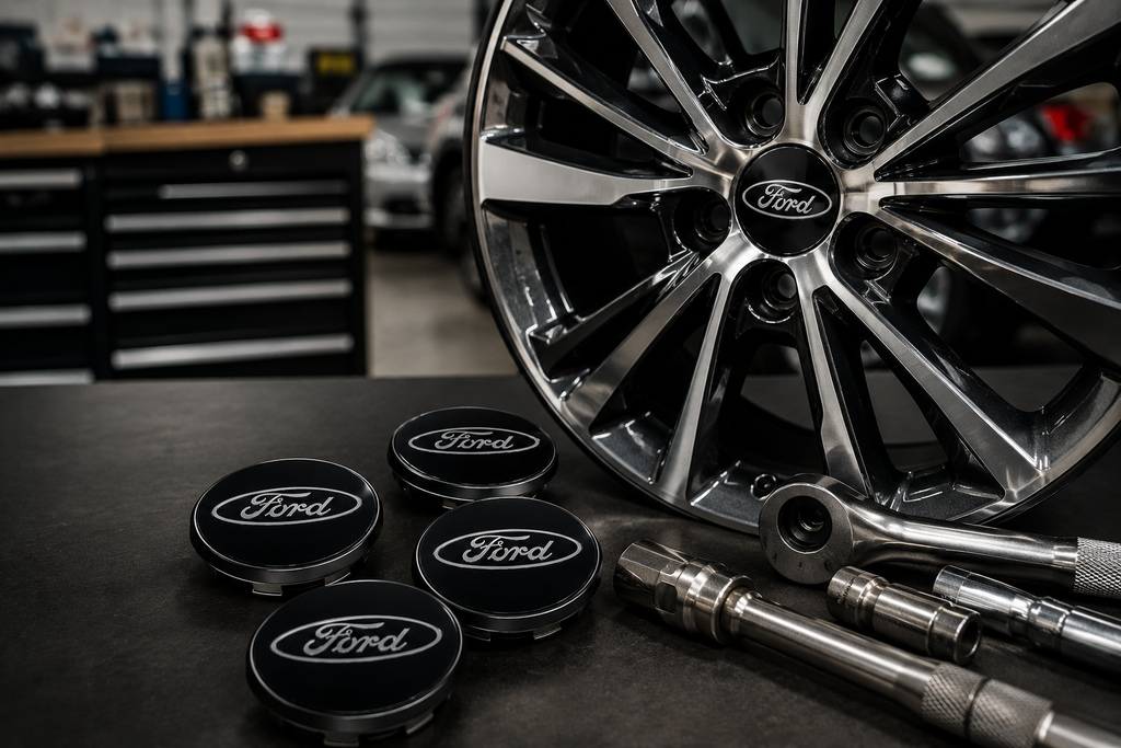 Ford-Style Wheel Centre Caps 54mm Set of 4 – Black Alloy Hub Caps Covers Replacement Fits Fiesta Focus KA