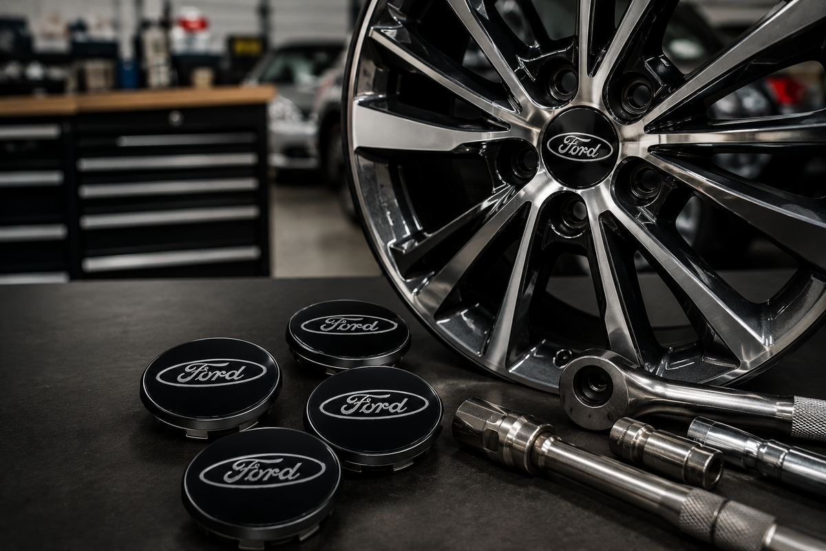 Ford-Style Wheel Centre Caps 54mm Set of 4 – Black Alloy Hub Caps Covers Replacement Fits Fiesta Focus KA