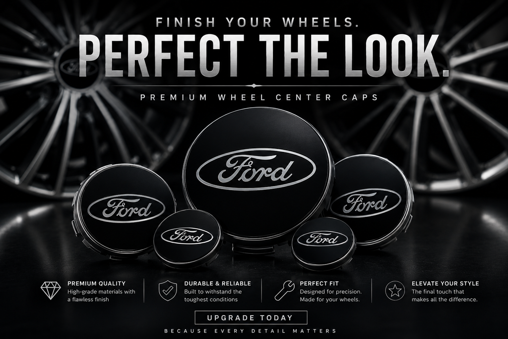 Ford-Style Wheel Centre Caps 54mm Set of 4 – Black Alloy Hub Caps Covers Replacement Fits Fiesta Focus KA