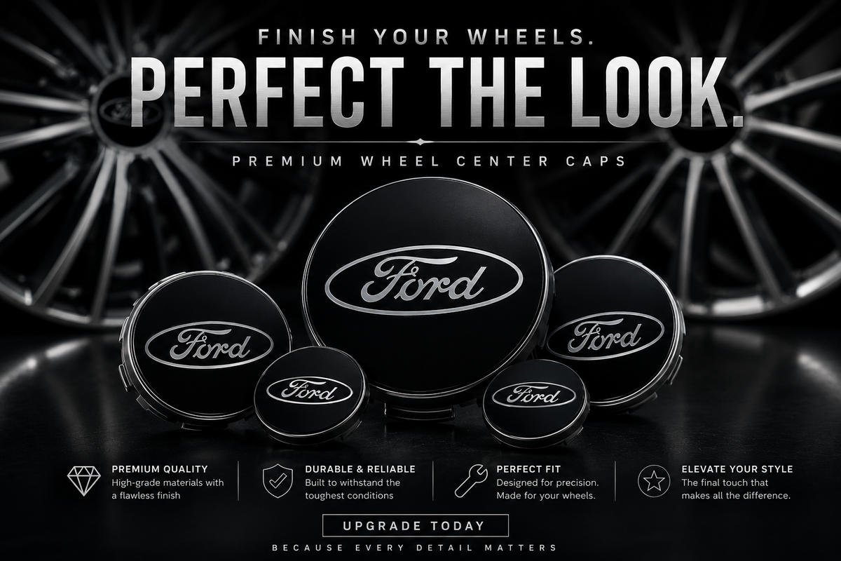 Ford-Style Wheel Centre Caps 54mm Set of 4 – Black Alloy Hub Caps Covers Replacement Fits Fiesta Focus KA
