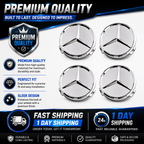 4x 75mm Matte Silver Wheel Centre Caps Compatible with Mercedes-Benz A B C E Class