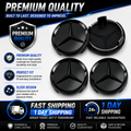4x 75mm Gloss Black Wheel Centre Caps Compatible with Mercedes-Benz A B C E S M Class & AMG Models