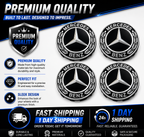 4x 75mm Black Wheel Centre Hub Caps Compatible with Mercedes-Benz – Alloy Wheel Centre Covers for A B C E S M Class & AMG