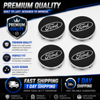 Ford-Style Wheel Centre Caps 54mm Set of 4 – Black Alloy Hub Caps Covers Replacement Fits Fiesta Focus KA
