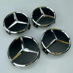 4x 75mm Black Wheel Centre Caps Compatible with Mercedes-Benz Alloy Wheels