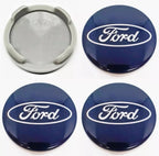 Ford-Style Wheel Centre Caps 54mm Set of 4 – Blue Alloy Hub Caps Covers Replacement Fits Fiesta Focus Mondeo Kuga Fusion MK2 MK3 MK4