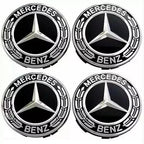 Mercedes-Style Wheel Centre Caps 75mm Set of 4 – Black Alloy Hub Caps Covers Replacement Fits A B C E S M Class AMG