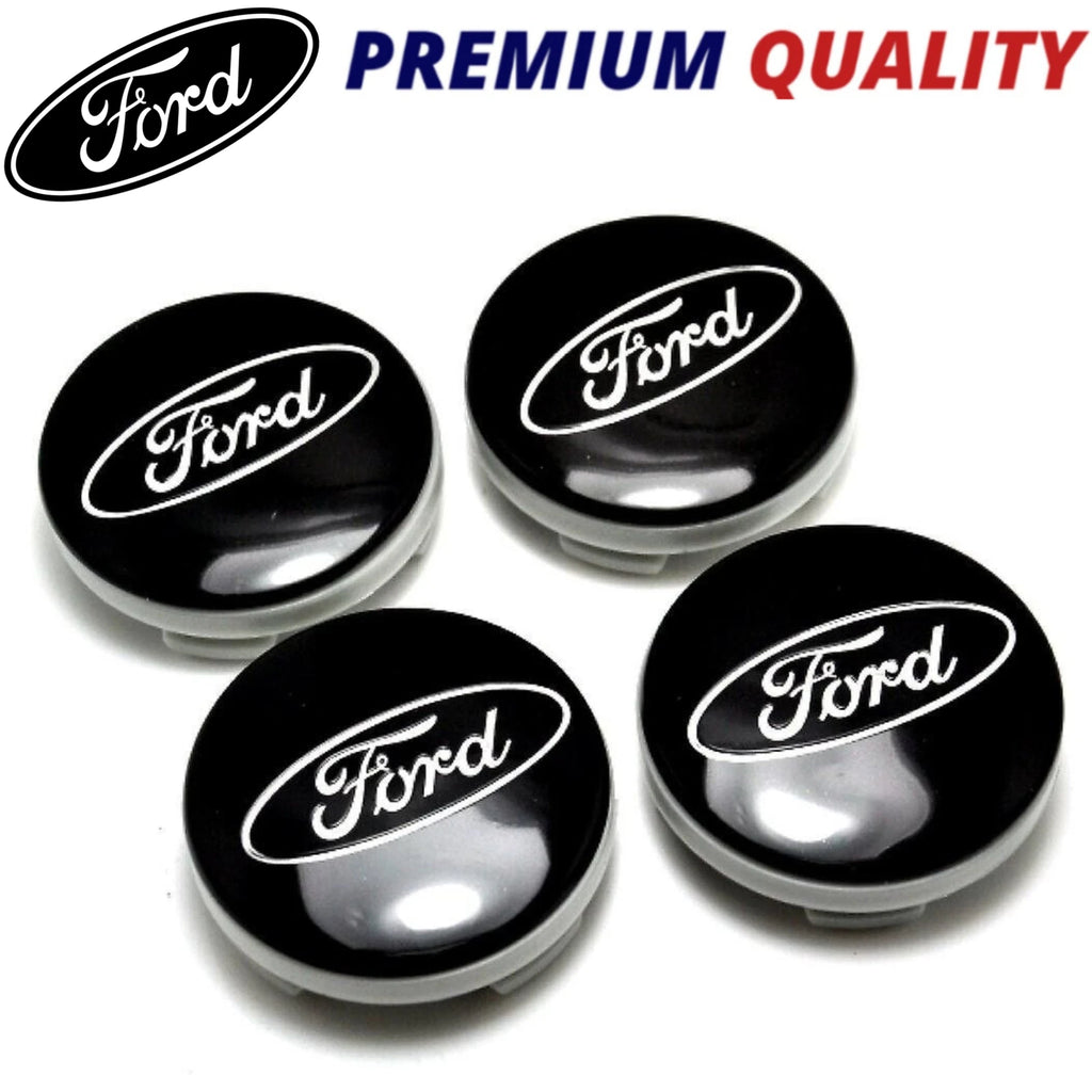Ford-Style Wheel Centre Caps 54mm Set of 4 – Black Alloy Hub Caps Covers Replacement Fits Fiesta Focus KA