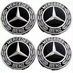 Mercedes-Style Wheel Centre Caps 75mm Set of 4 – Black Alloy Hub Caps Covers Replacement Fits A B C E S Class AMG ML