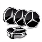4x 75mm Black Wheel Centre Caps Compatible with Mercedes-Benz Alloy Wheels