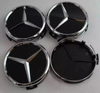 Mercedes-Style Wheel Centre Caps 75mm Set of 4 – Black Alloy Hub Caps Covers Replacement Fits A B C E S Class AMG ML